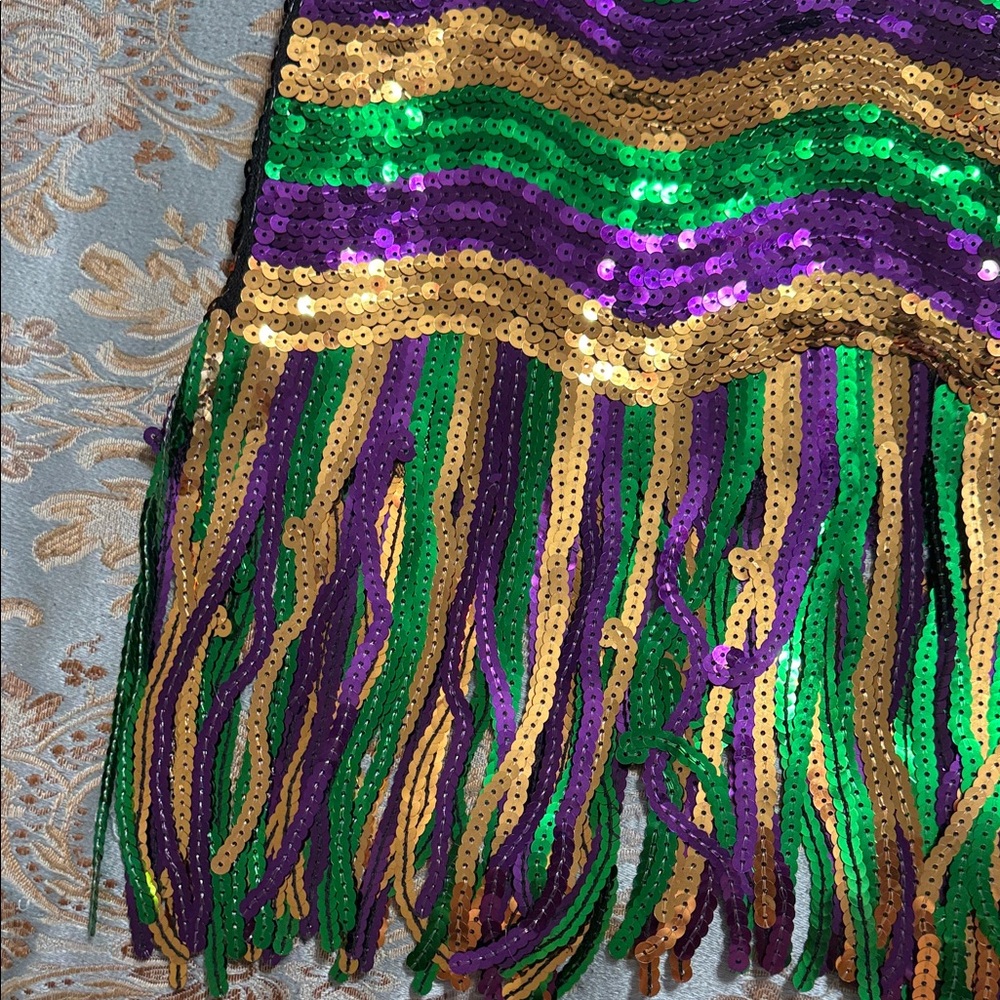 Mardi Gras Sequin Fringe Skirt - Gold, Green, and Purple - Picture 7 of 13